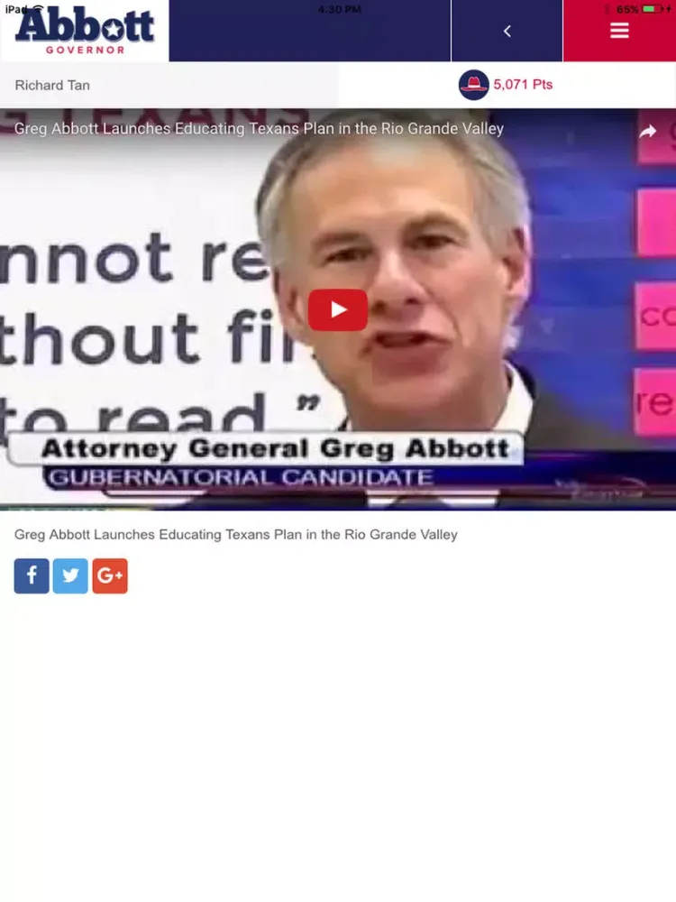 Texans for Greg Abbott iPad  Screenshots