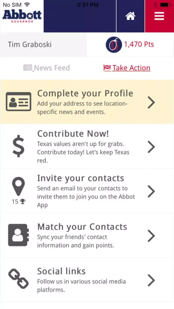 Texans for Greg Abbott Screenshots