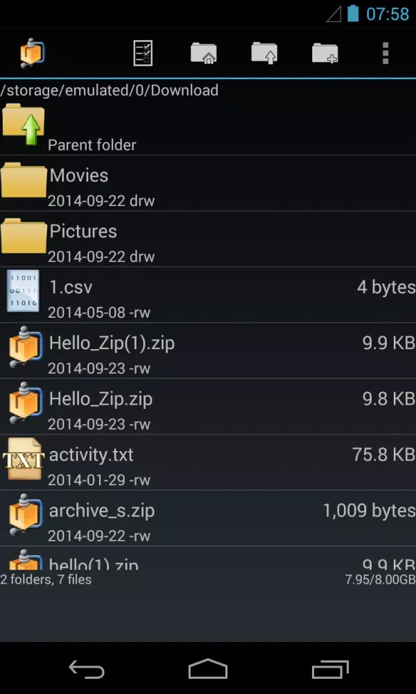 AndroZip File Manager Ekran Görüntüleri