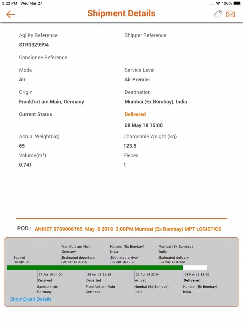 Скриншоты Agility Logistics iPad 