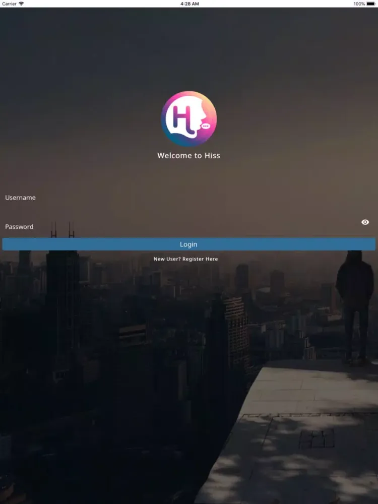 Ảnh chụp màn hình của Hiss social network iPad 