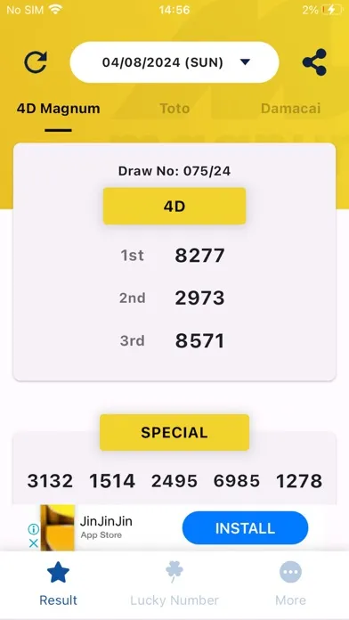 Malaysia 4D results Live Screenshots