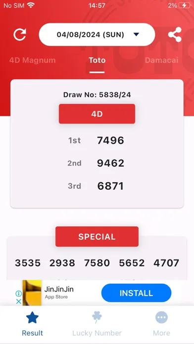 Malaysia 4D results Live Screenshots