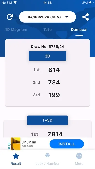 Malaysia 4D results Live Screenshots