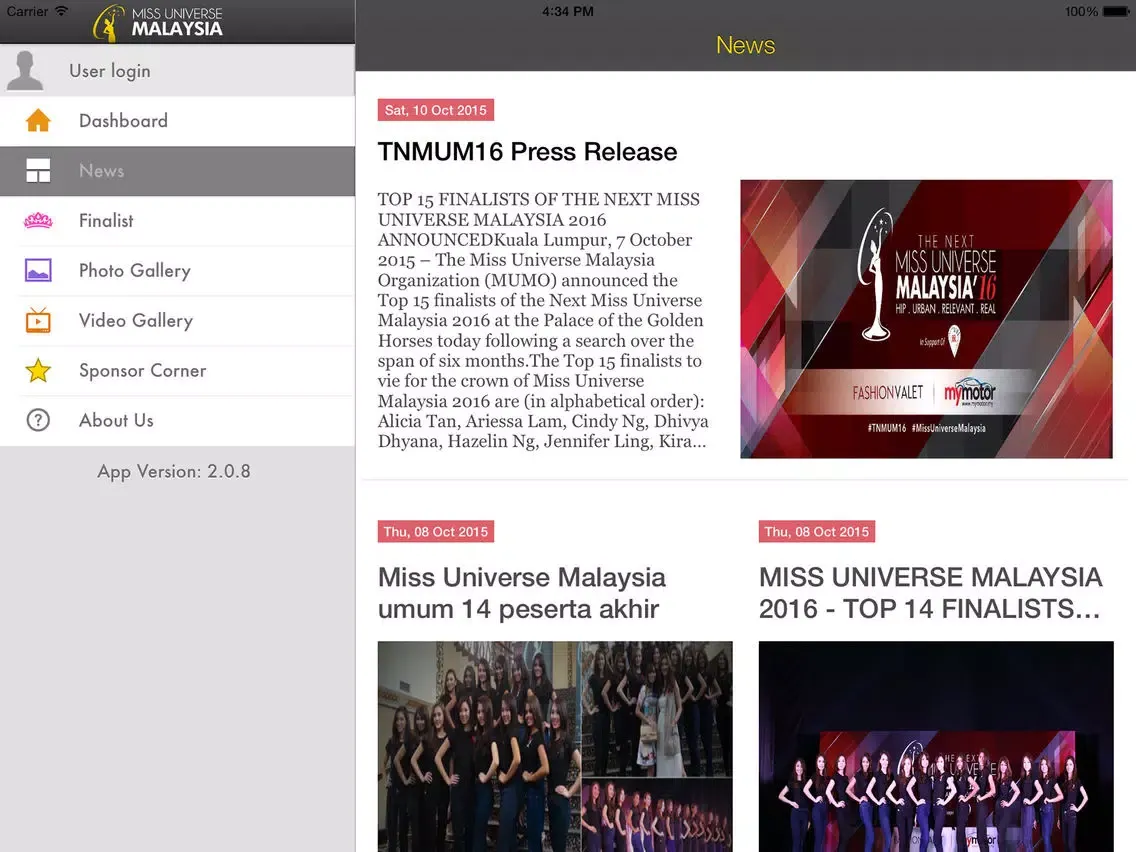 Zrzuty ekranu Miss Universe Malaysia iPad 