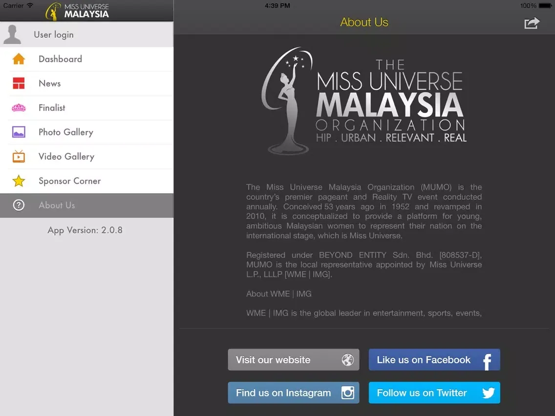Zrzuty ekranu Miss Universe Malaysia iPad 