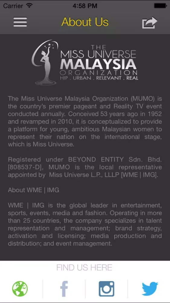 Zrzuty ekranu Miss Universe Malaysia