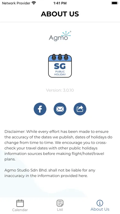Capturas de pantalla de Singapore Public Holidays App