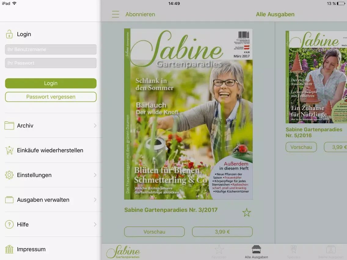 Скриншоты Sabine iPad 
