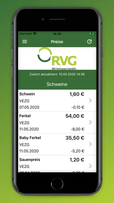 Captures d'écran de RVG Price information