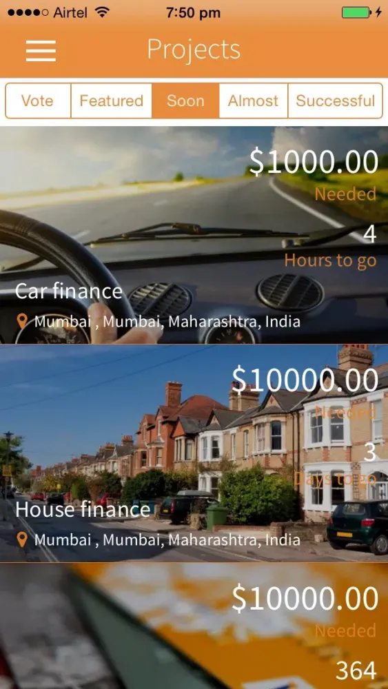 Lend Crowdfunding Screenshots