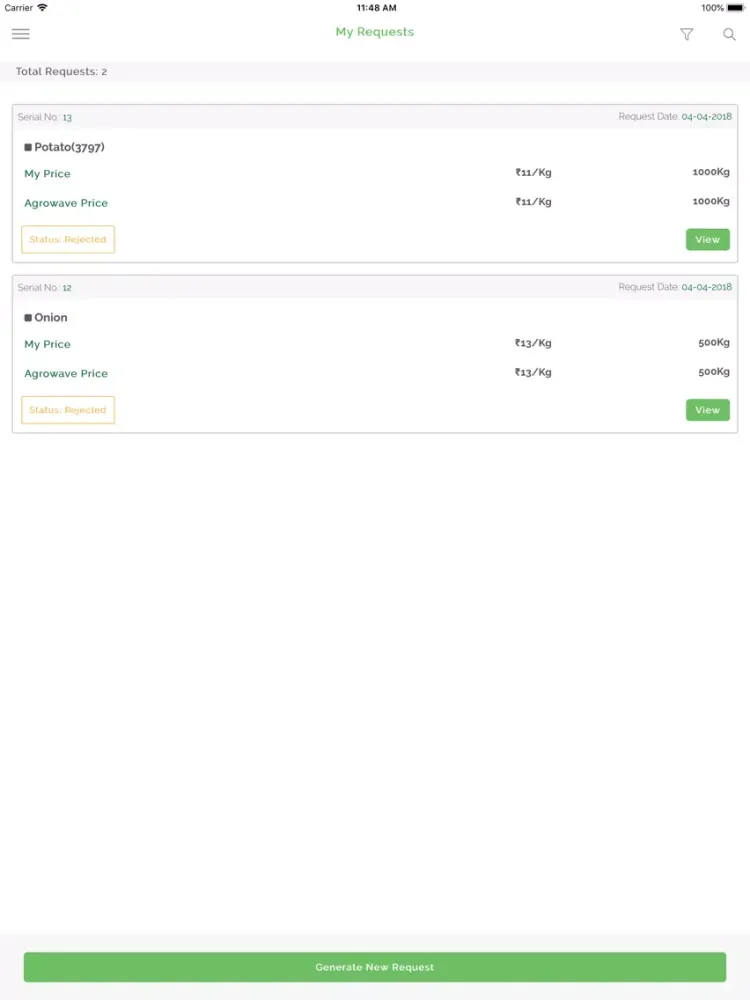 Tangkapan layar Farmer AgroWave iPad 