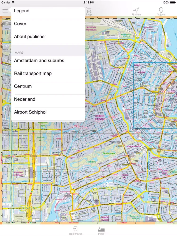 Amsterdam and suburbs. Tourist and road map. iPad  Screenshots