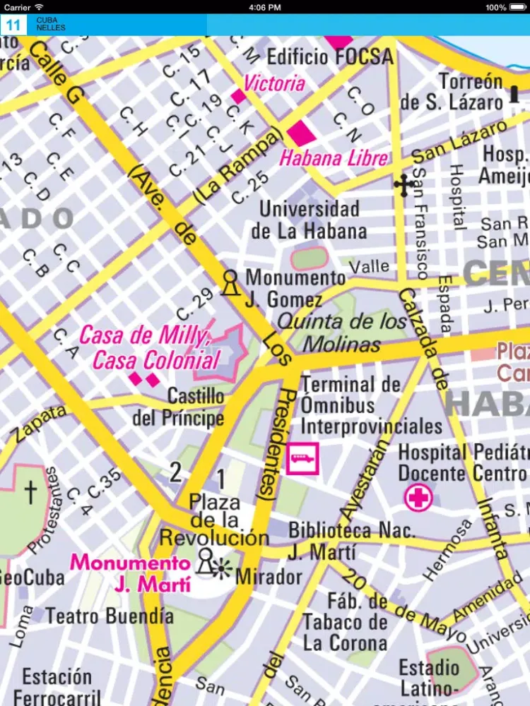 Tangkapan layar Cuba. Tourist map iPad 