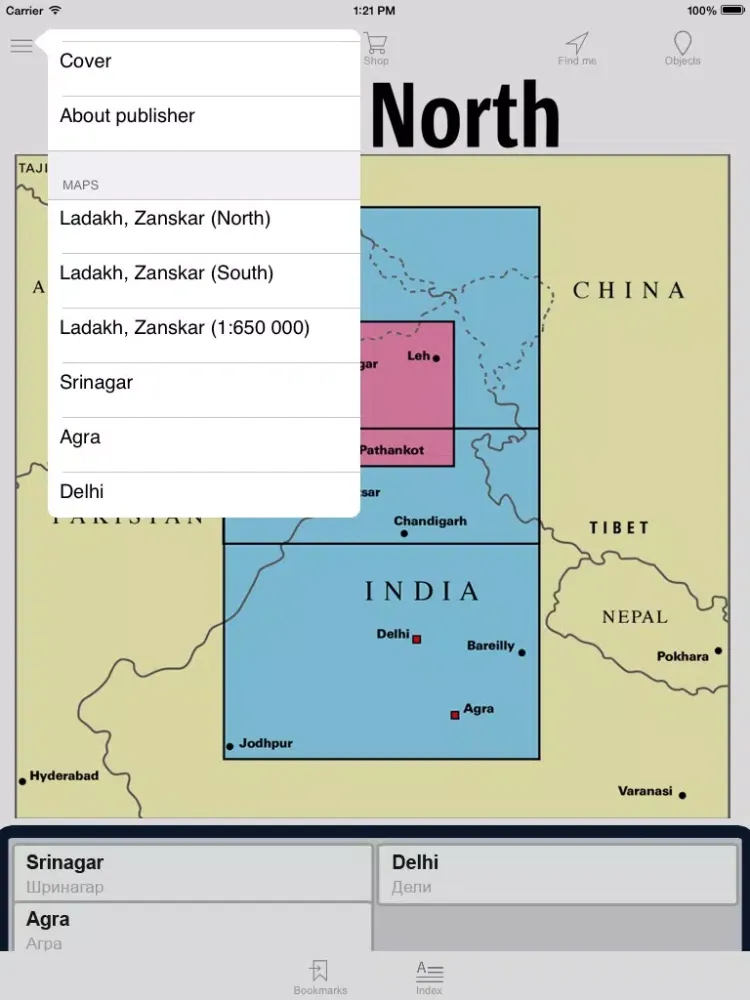 Capturas de pantalla de India: North. Tourist map. iPad 
