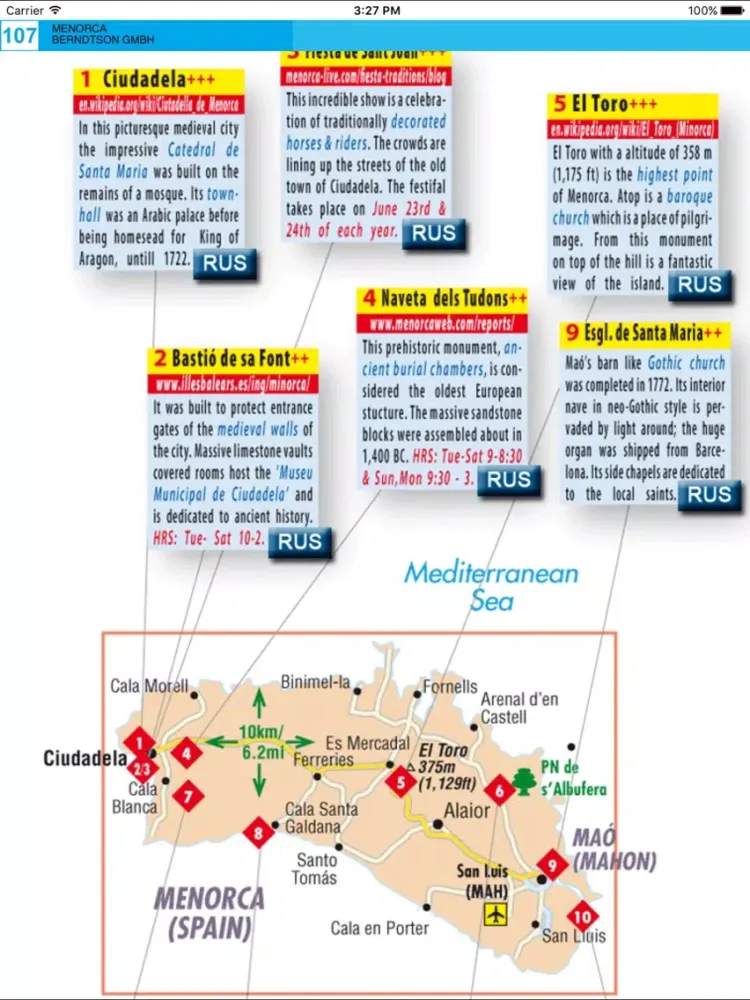 Menorca. Road map. iPad  스크린샷