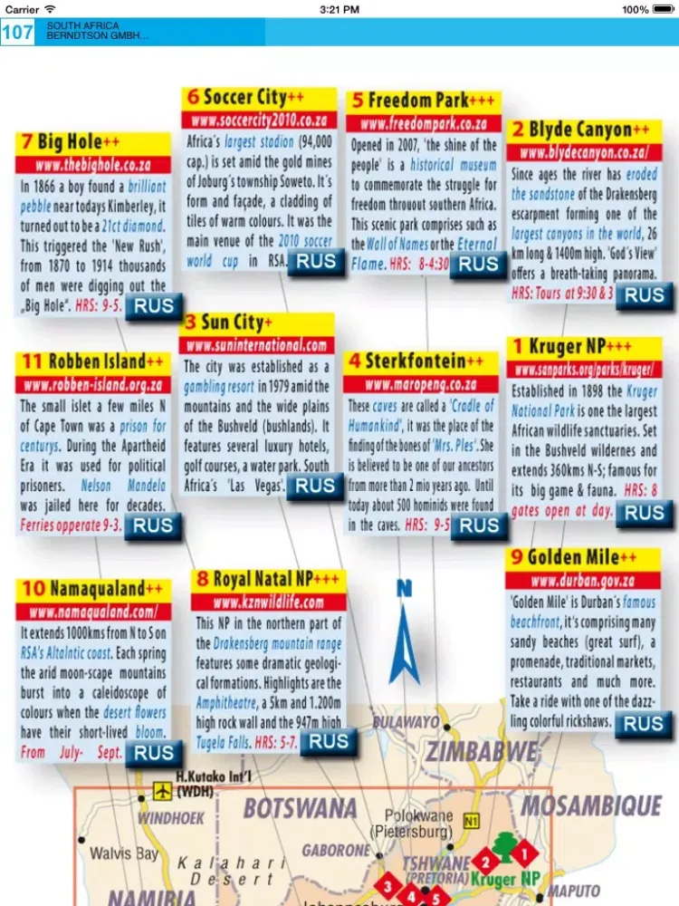 South Africa. Road map. iPad Screenshots