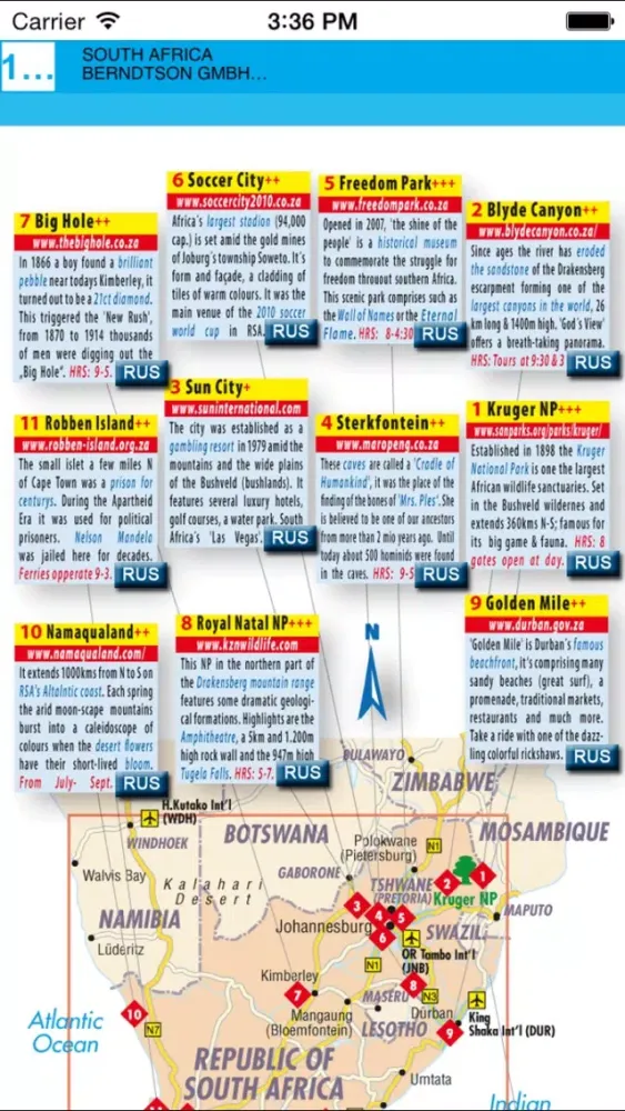 South Africa. Road map. Screenshots