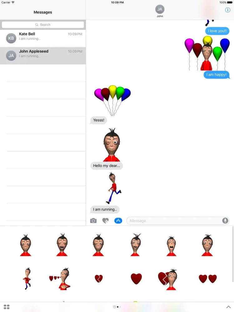 Tangkapan skrin Mateo Stickers iPad 