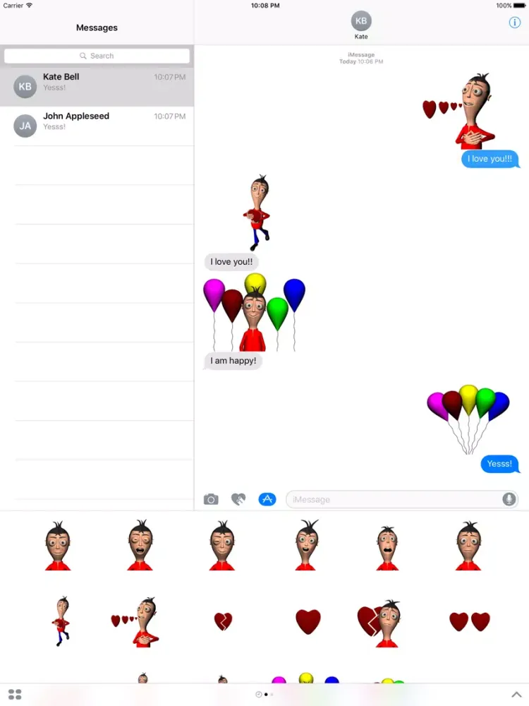 Tangkapan skrin Mateo Stickers iPad 