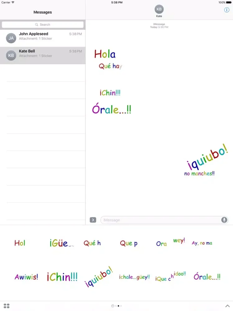 Tangkapan layar Óralee Stickers iPad 