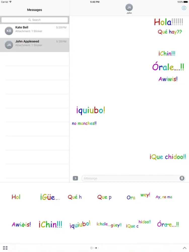 Tangkapan layar Óralee Stickers iPad 
