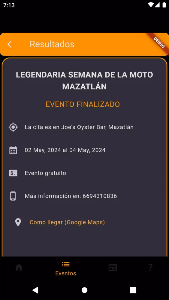 Screenshot di Eventos Biker Mexico