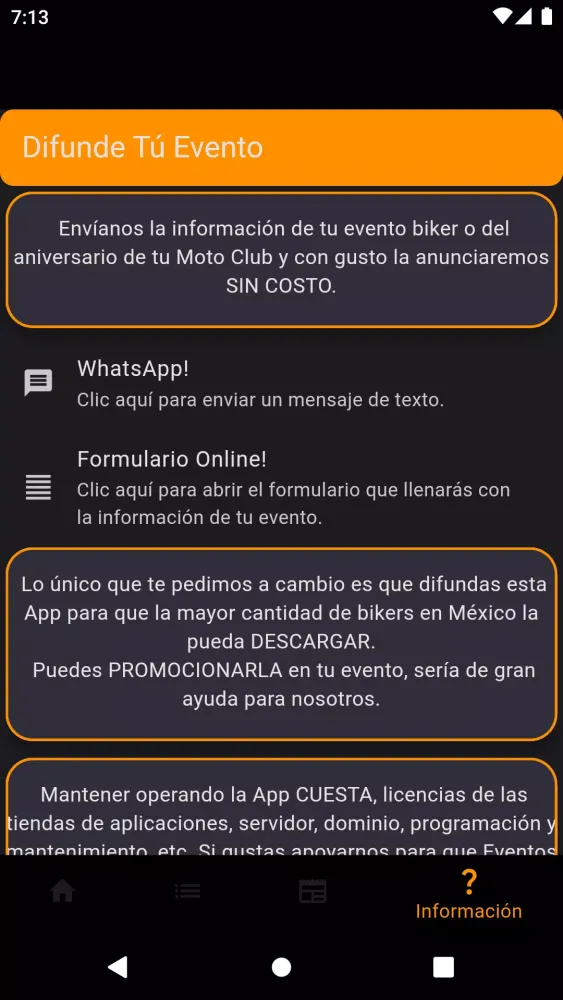 Screenshot di Eventos Biker Mexico
