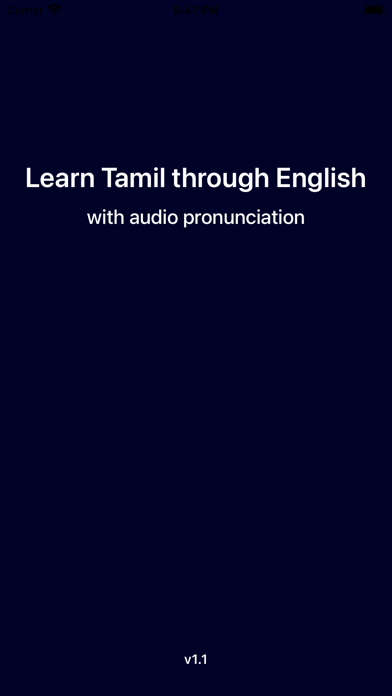 Learn Tamil through English Screenshots