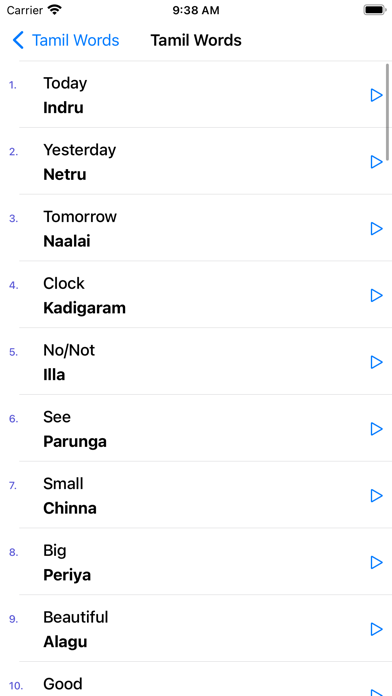 Learn Tamil through English Screenshots