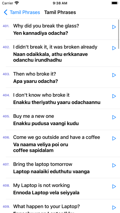 Learn Tamil through English Screenshots