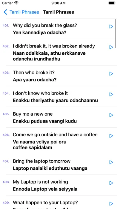 Tangkapan layar Learn Tamil through English