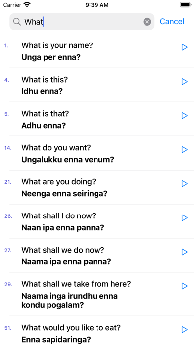 Learn Tamil through English Screenshots