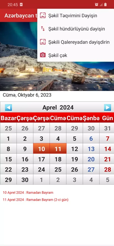 Azərbaycan təqvimi 2024 Screenshots