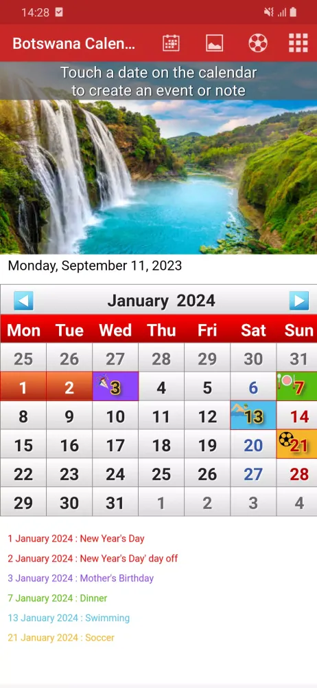 Capturas de pantalla de Botswana Calendar 2024