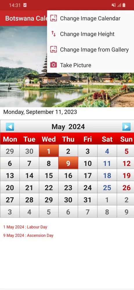 Capturas de pantalla de Botswana Calendar 2024