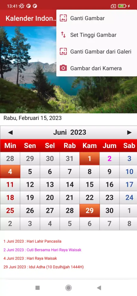 Indonesia Calendar Screenshots