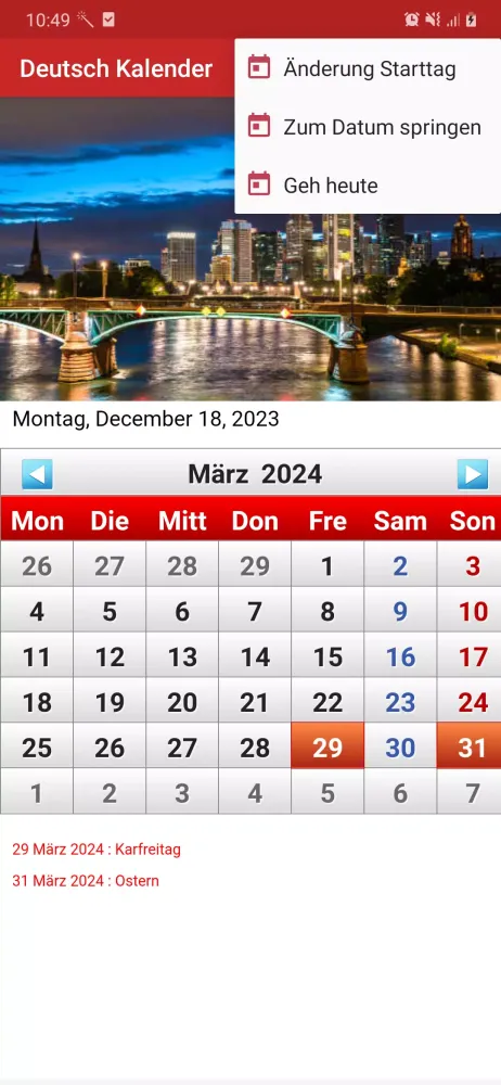 Ảnh chụp màn hình của Deutsch Kalender 2025