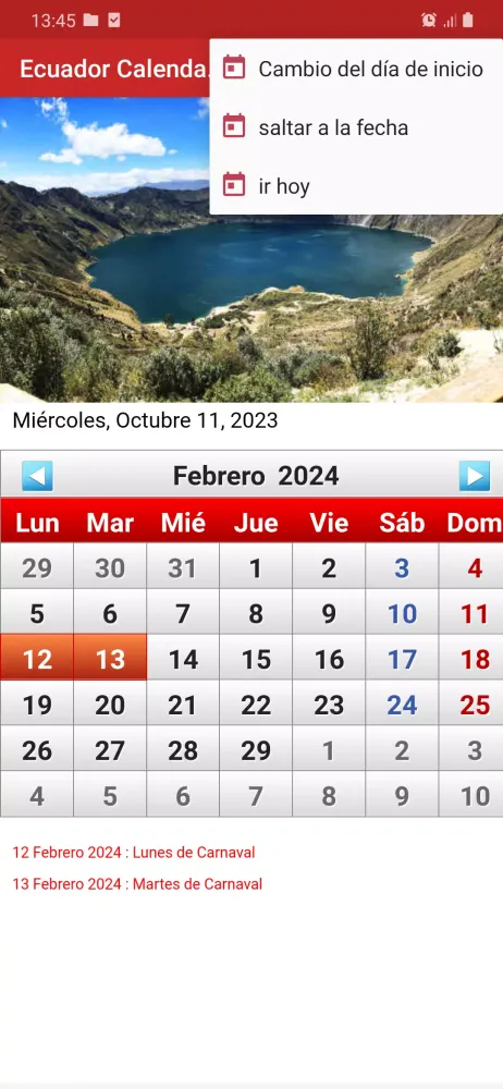 Ecuador Calendario 2025 Screenshots
