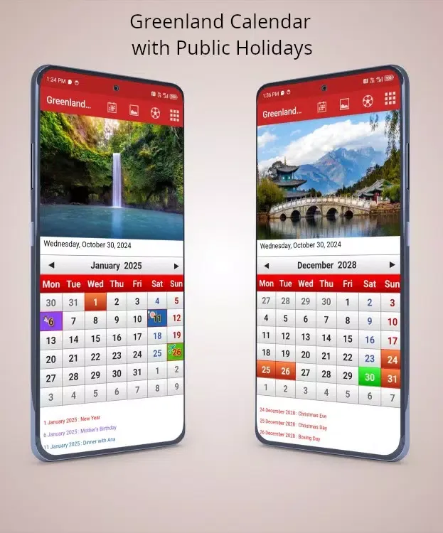 Greenland Calendar 2025 Screenshots