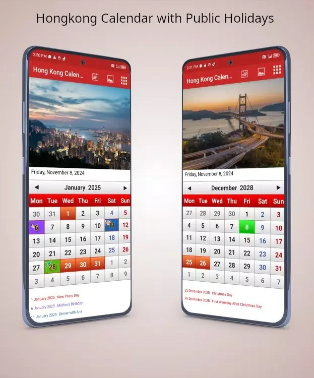 Hong Kong Calendar Screenshots