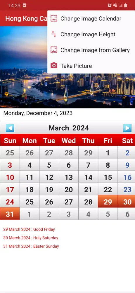 Hong Kong Calendar Screenshots