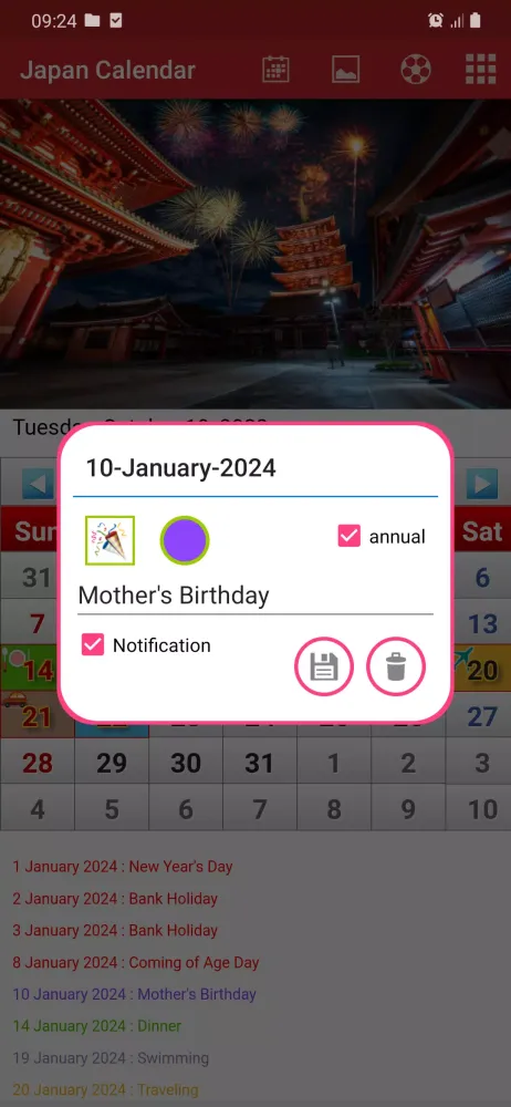 Capturas de pantalla de Japan Calendar 2024