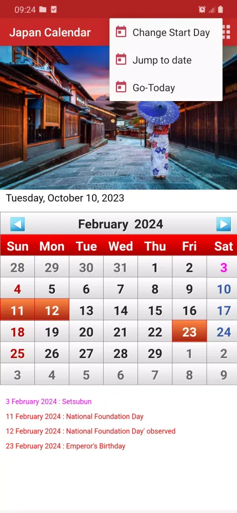 Capturas de pantalla de Japan Calendar 2024