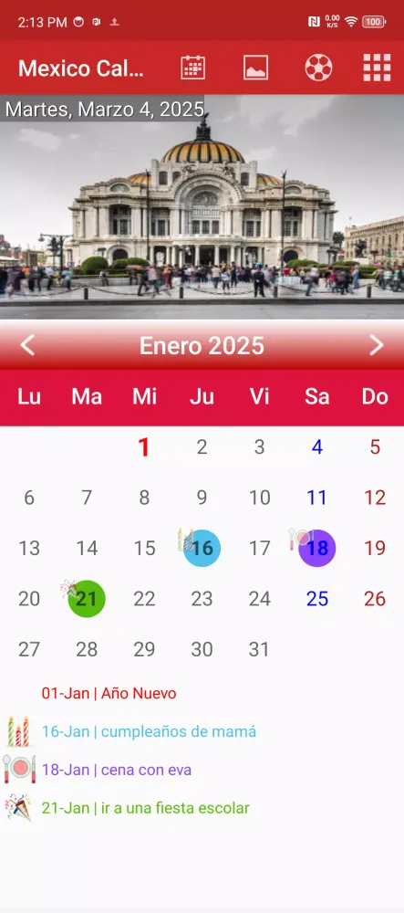 Capturas de tela do Mexico Calendario 2025