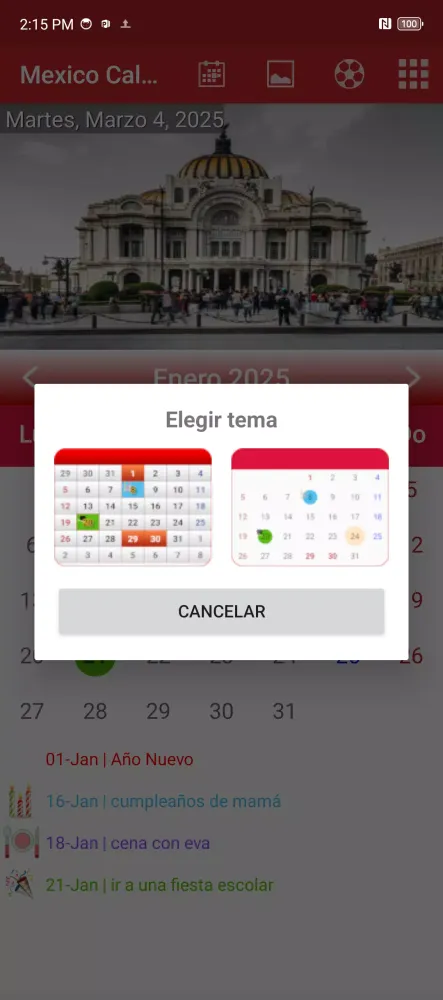 Capturas de tela do Mexico Calendario 2025