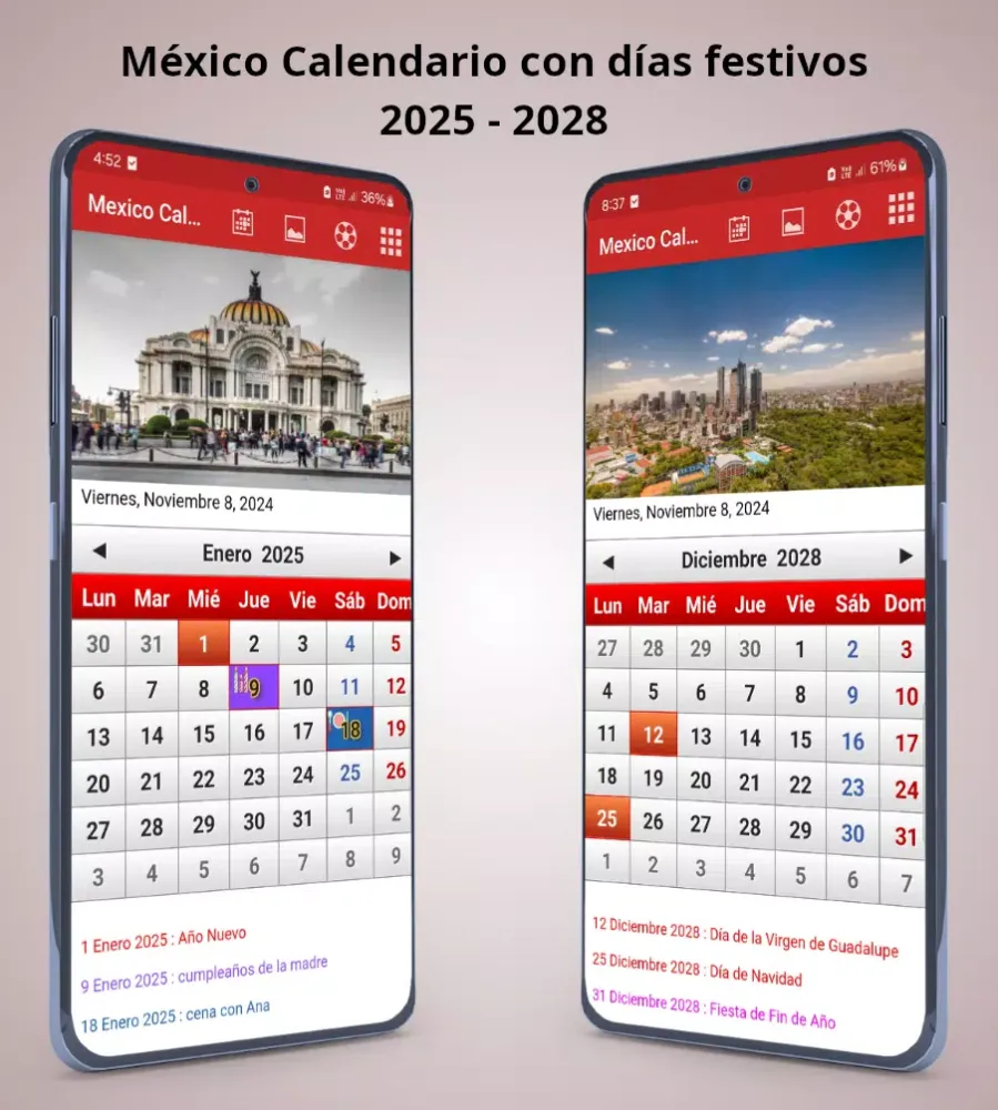 Capturas de tela do Mexico Calendario 2025