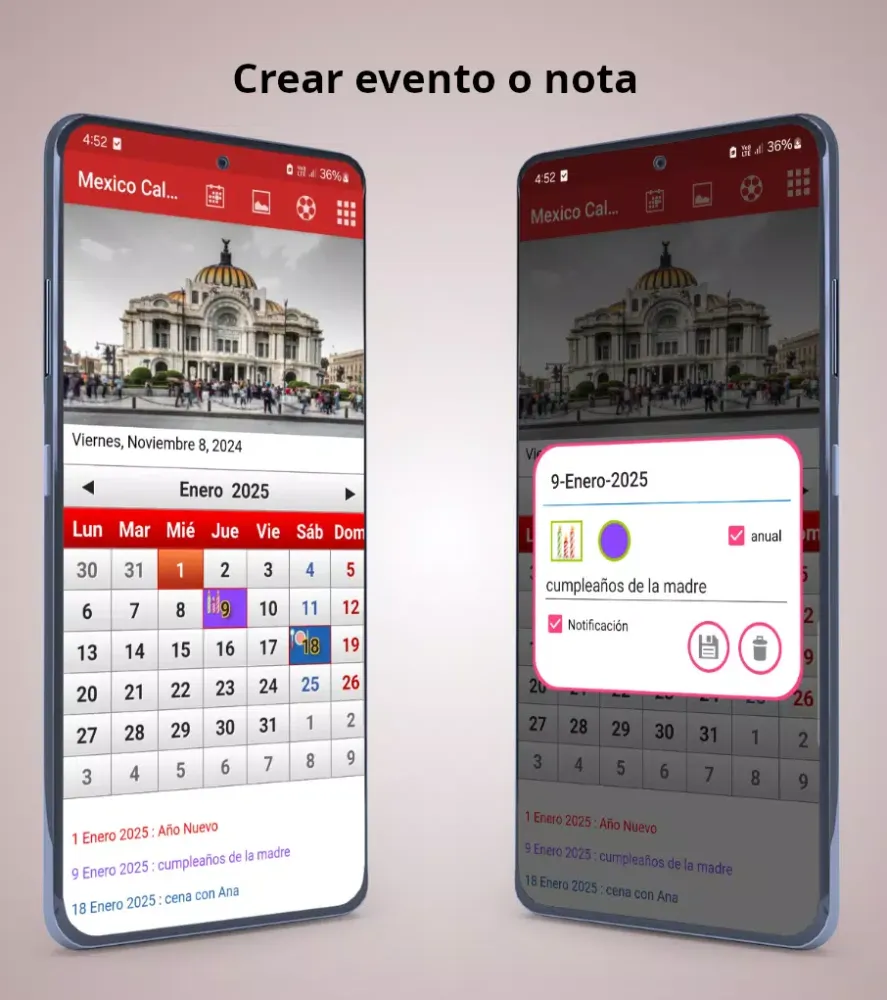Capturas de tela do Mexico Calendario 2025