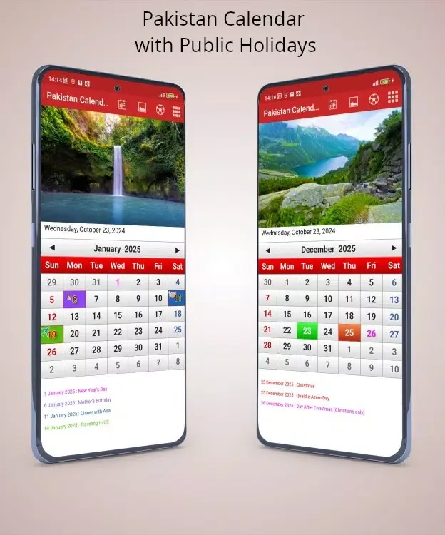 Capturas de tela do Pakistan Calendar 2025