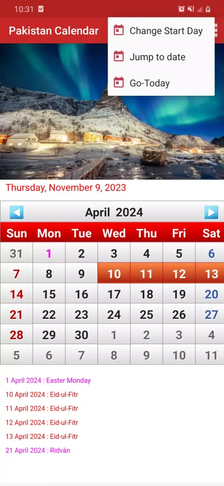 Capturas de tela do Pakistan Calendar 2025